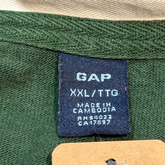 VINTAGE Y2K Gap Classic 100% Cotton Rugby Shirt in Forest Green Size XXL - Picture 4 of 6